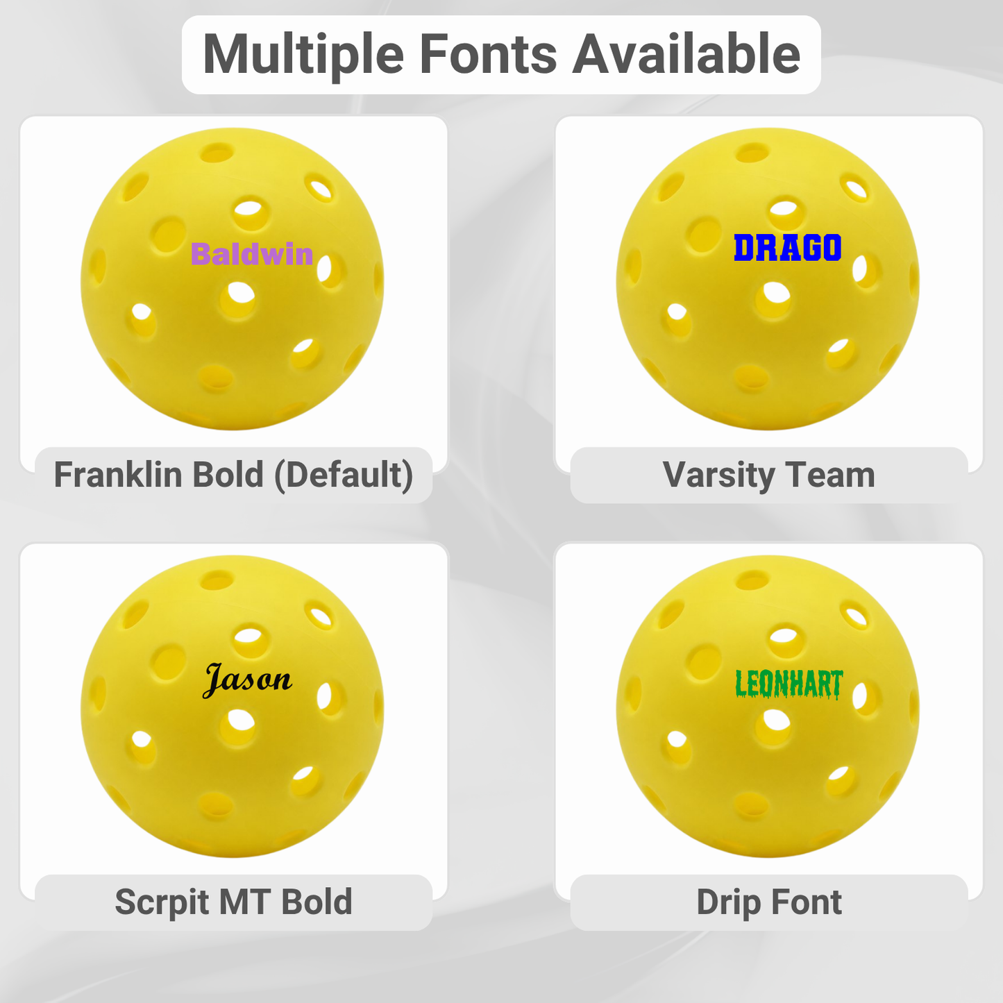 Customized Blank Pickle Balls, 3 Pack X40 Outdoor Pickleballs multi font image