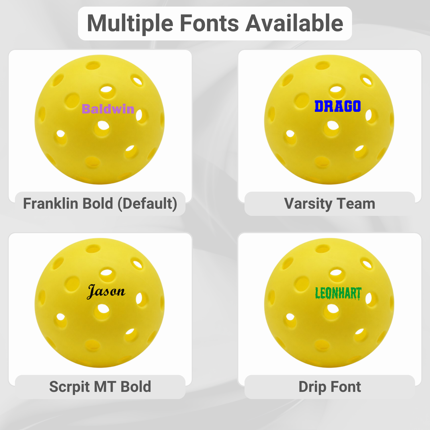 Customized Blank Pickle Balls, 6 Pack X40 Outdoor Pickleballs multi font image