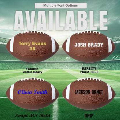 Customized Football with Stripes, Blank Non-branded Official Size Multiple Font Options