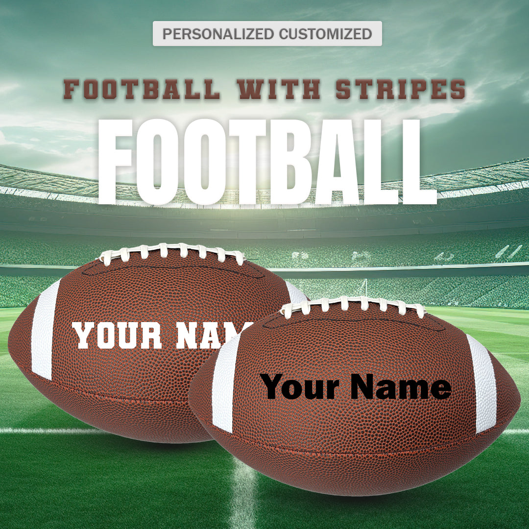 Customized Football with Stripes, Blank Non-branded Official Size