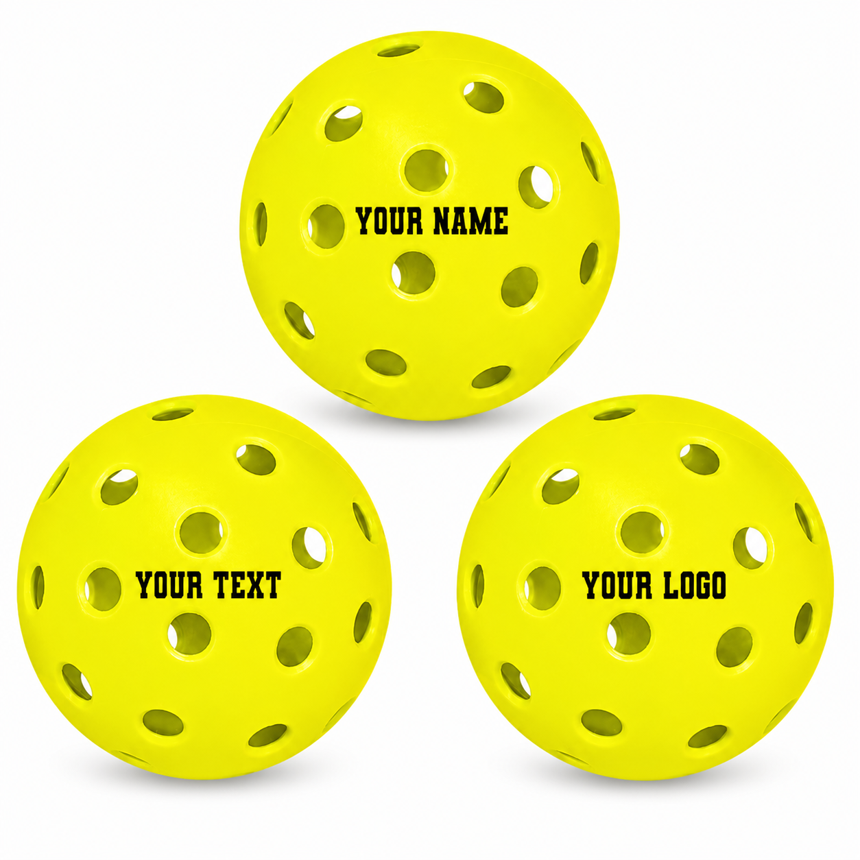 Customized Franklin Pickle Balls, 3 Pack X40 Outdoor Pickleballs with custom text in black color