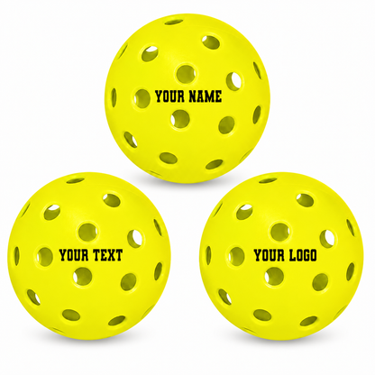 Customized Franklin Pickle Balls, 3 Pack X40 Outdoor Pickleballs with custom text in black color