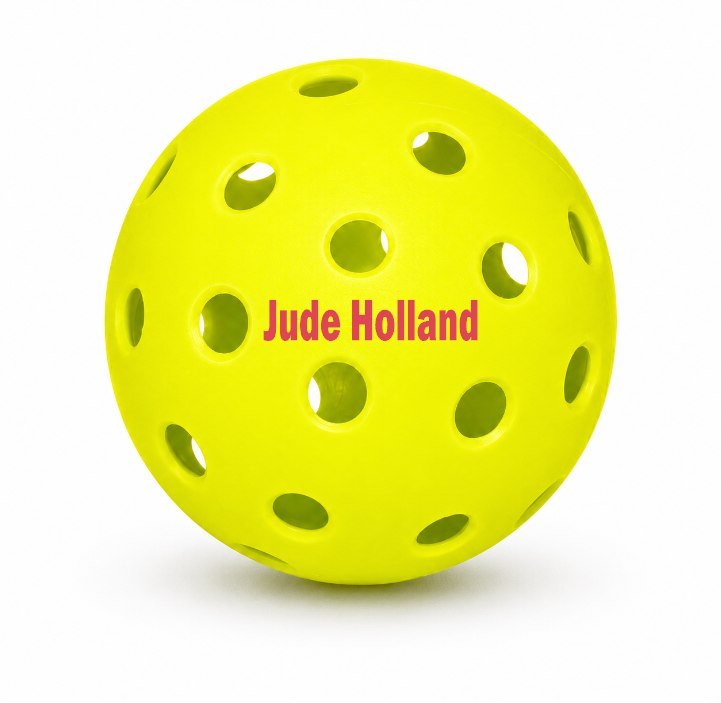 Customized Franklin Pickle Ball with custom text written in the middle in maroon color