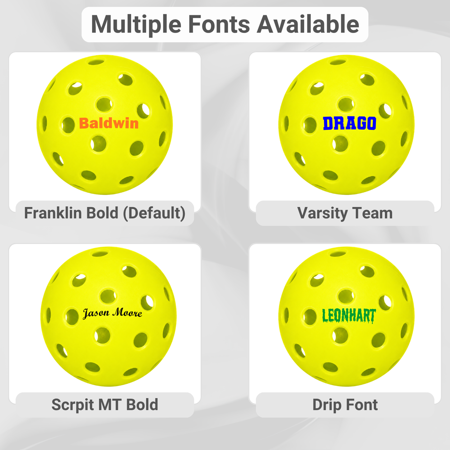 Customized Franklin Pickle Ball multi fonts image
