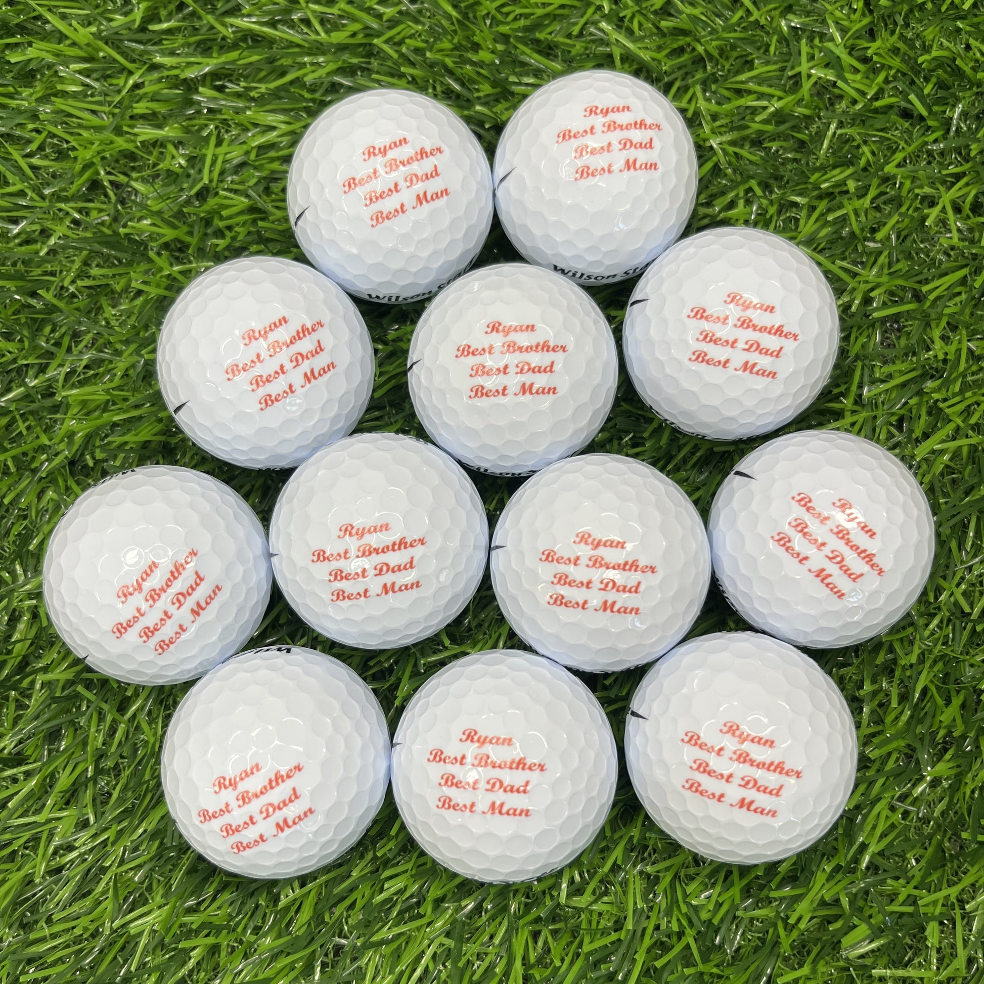 Customized Golf Balls 12 Pack with Red Text