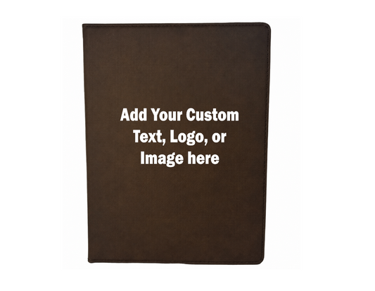 Customized Leather Padfolio with custom text in the middle