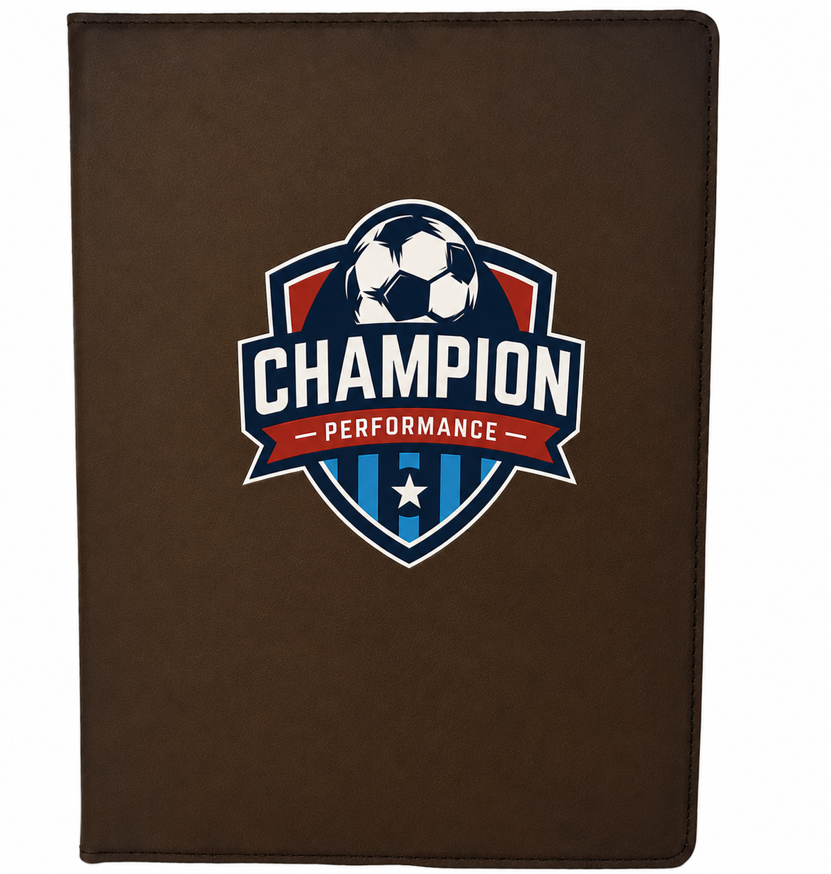 Customized Leather Padfolio with a custom logo in the middle
