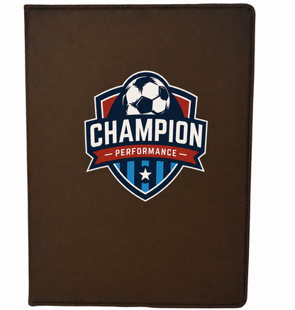 Customized Leather Padfolio with a custom logo in the middle