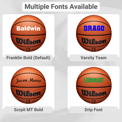 Customizable NBA Official Game Basketball multiple custom text fonts image.