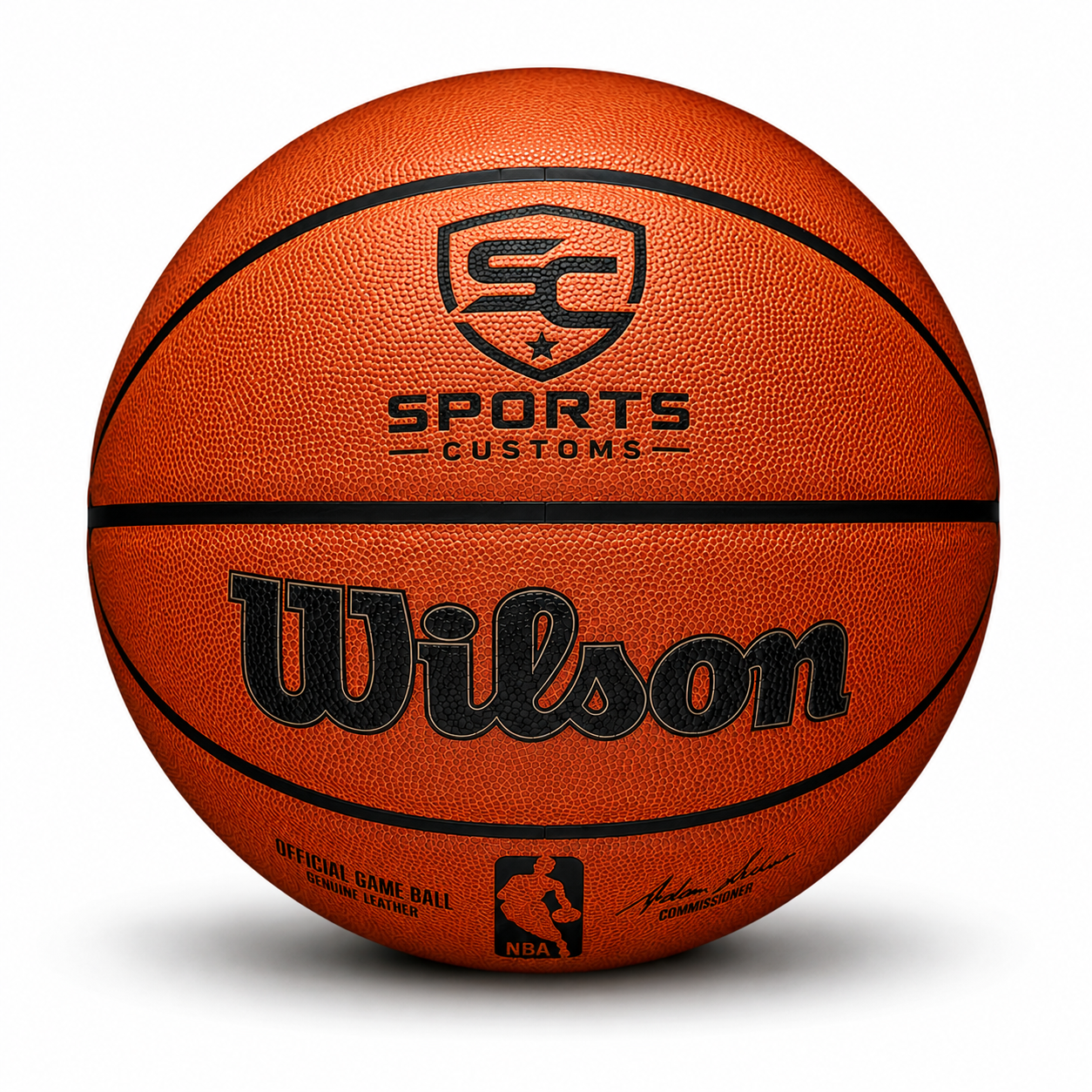 Customizable NBA Official Game Basketball with custom logo on the top panel.