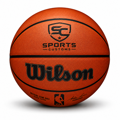 Customizable NBA Official Game Basketball with custom logo on the top panel.