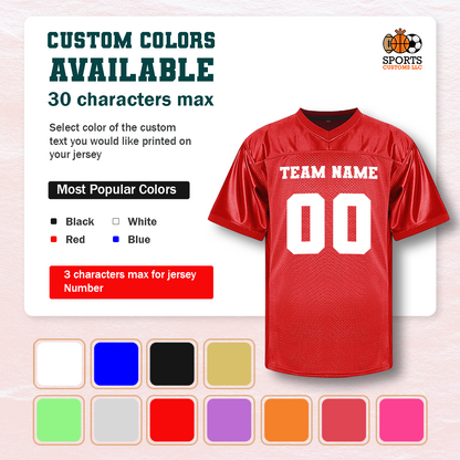 Customized Football Red Jersey Multiple Colors Available