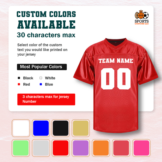 Customized Football Red Jersey Multiple Colors Available