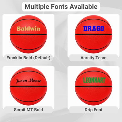 Customized Red Outdoor Basketball, Rubber Ball multi font image.