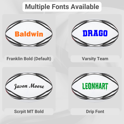 Customized Rugby Ball multiple fonts image.