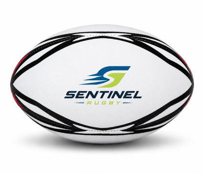 Customized Rugby Ball with a custom logo on the middle panel.