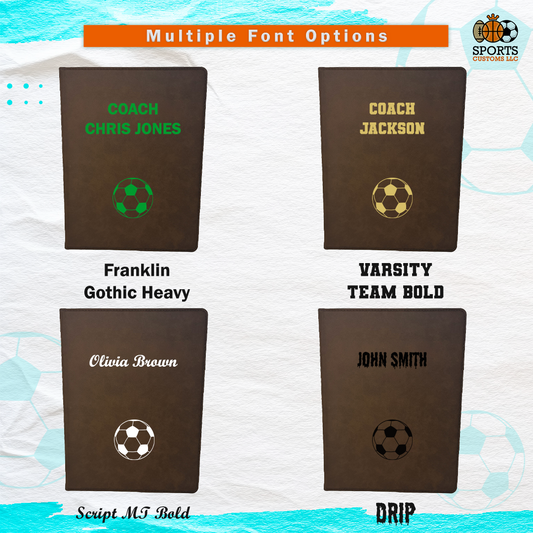 Customized Soccer Padfolio, Soccer Multiple Font Options