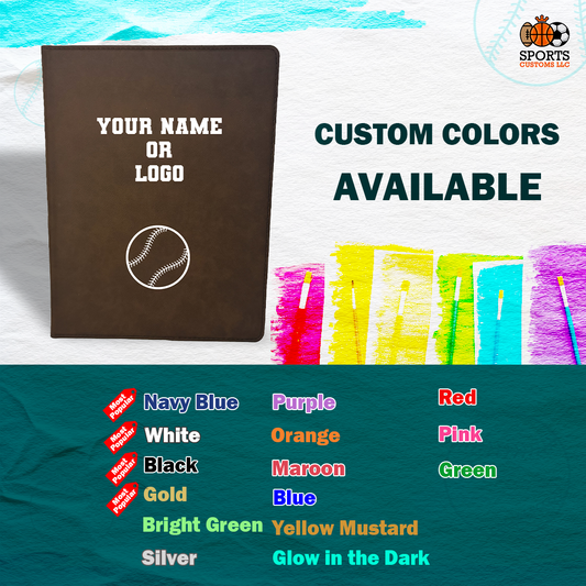 Customized  Softball Padfolio Custom Colors Available