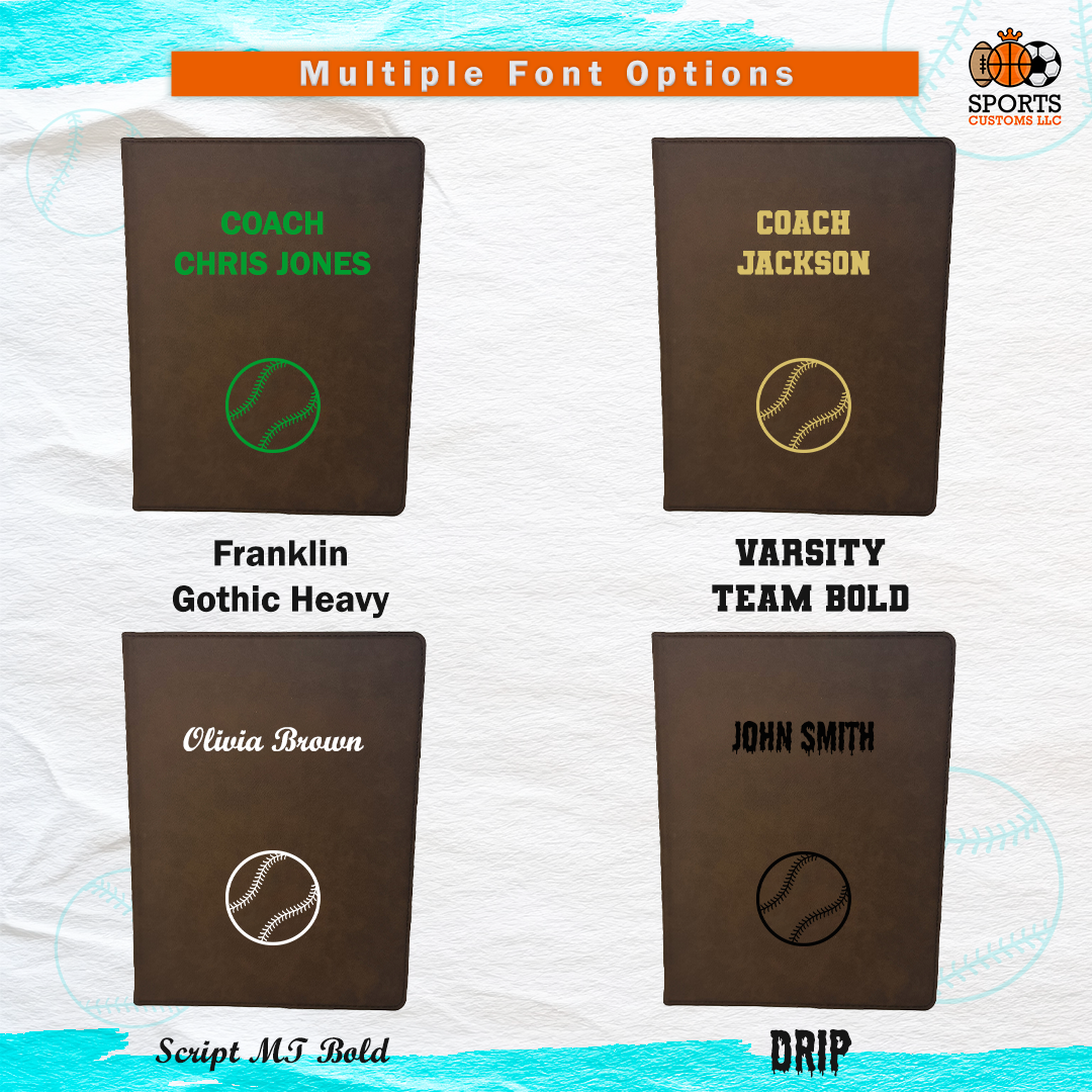 Customized  Softball Padfolio Multiple Font Options