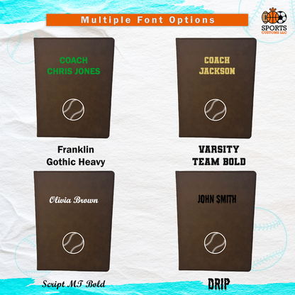 Customized  Softball Padfolio Multiple Fonts 