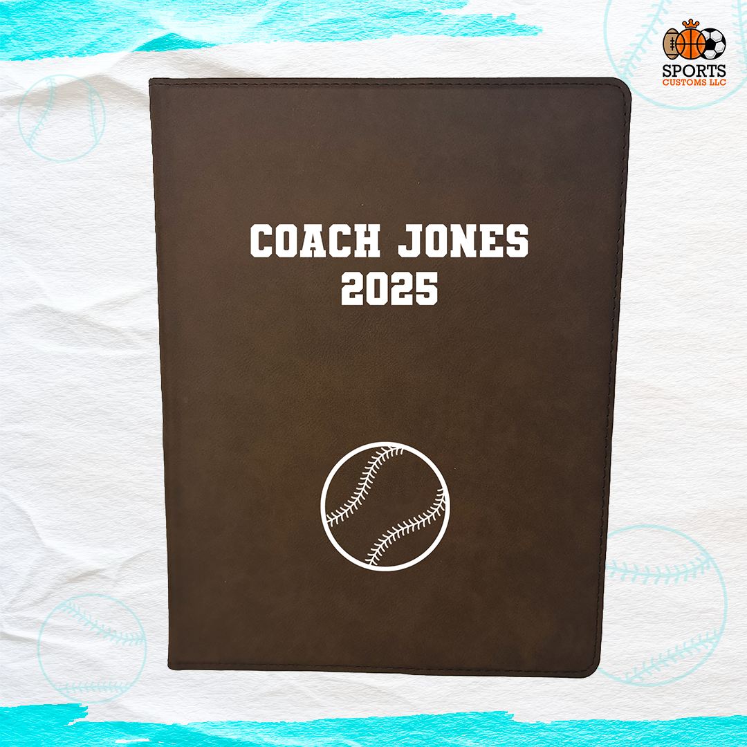 Customized  Softball Padfolio Sample Mock-up in Varsity Team Font