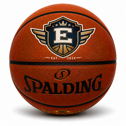 Customized Spalding Neverflat Indoor & Outdoor Basketball with a custom logo on the top panel.