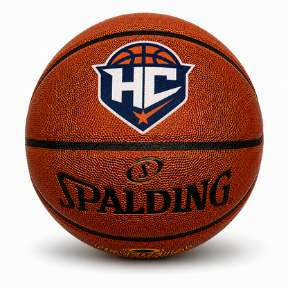 Customized Spalding Neverflat Indoor & Outdoor Basketball with a custom logo on the top panel.