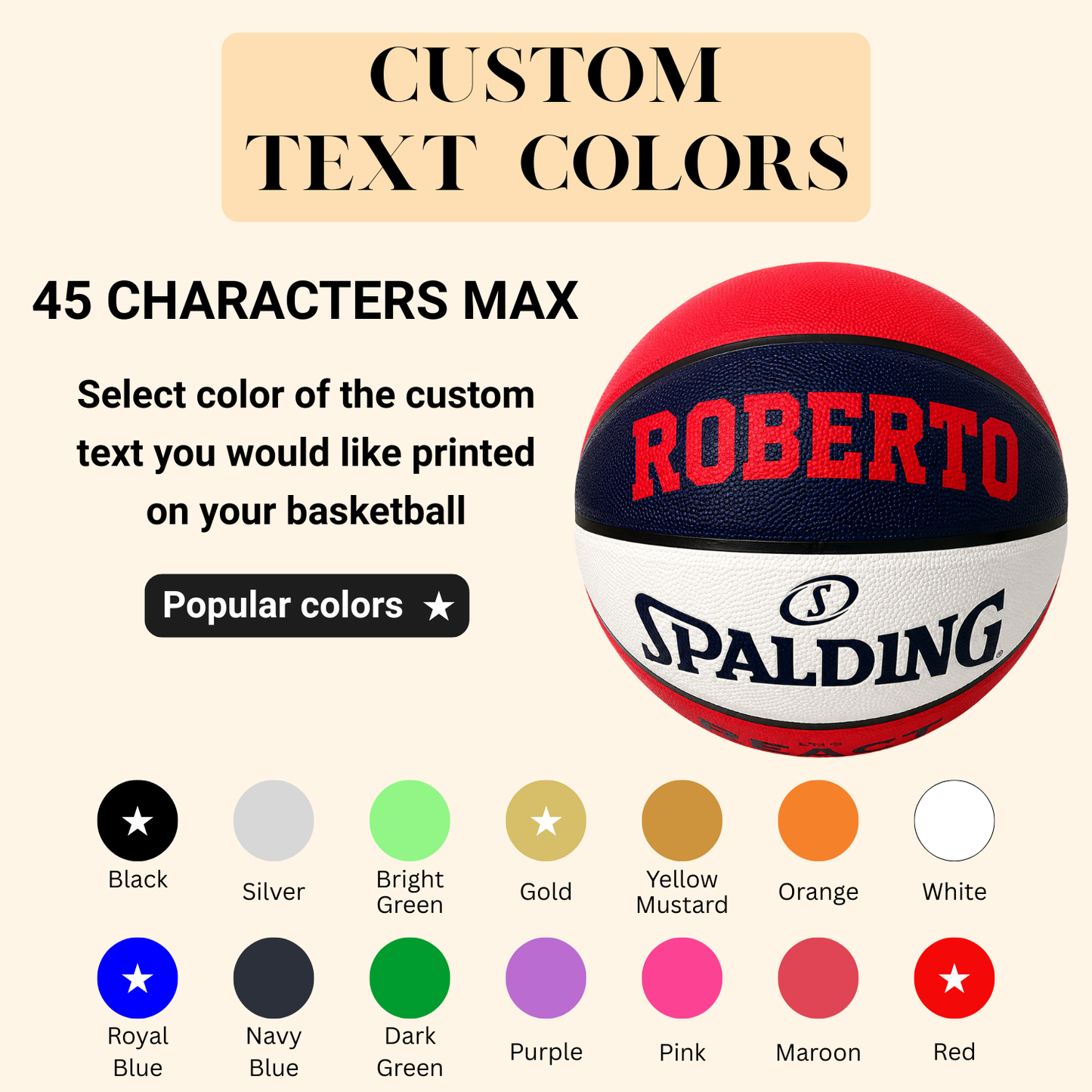 Customized Spalding Red White and Blue Indoor Outdoor TF250 Basketball multi color image
