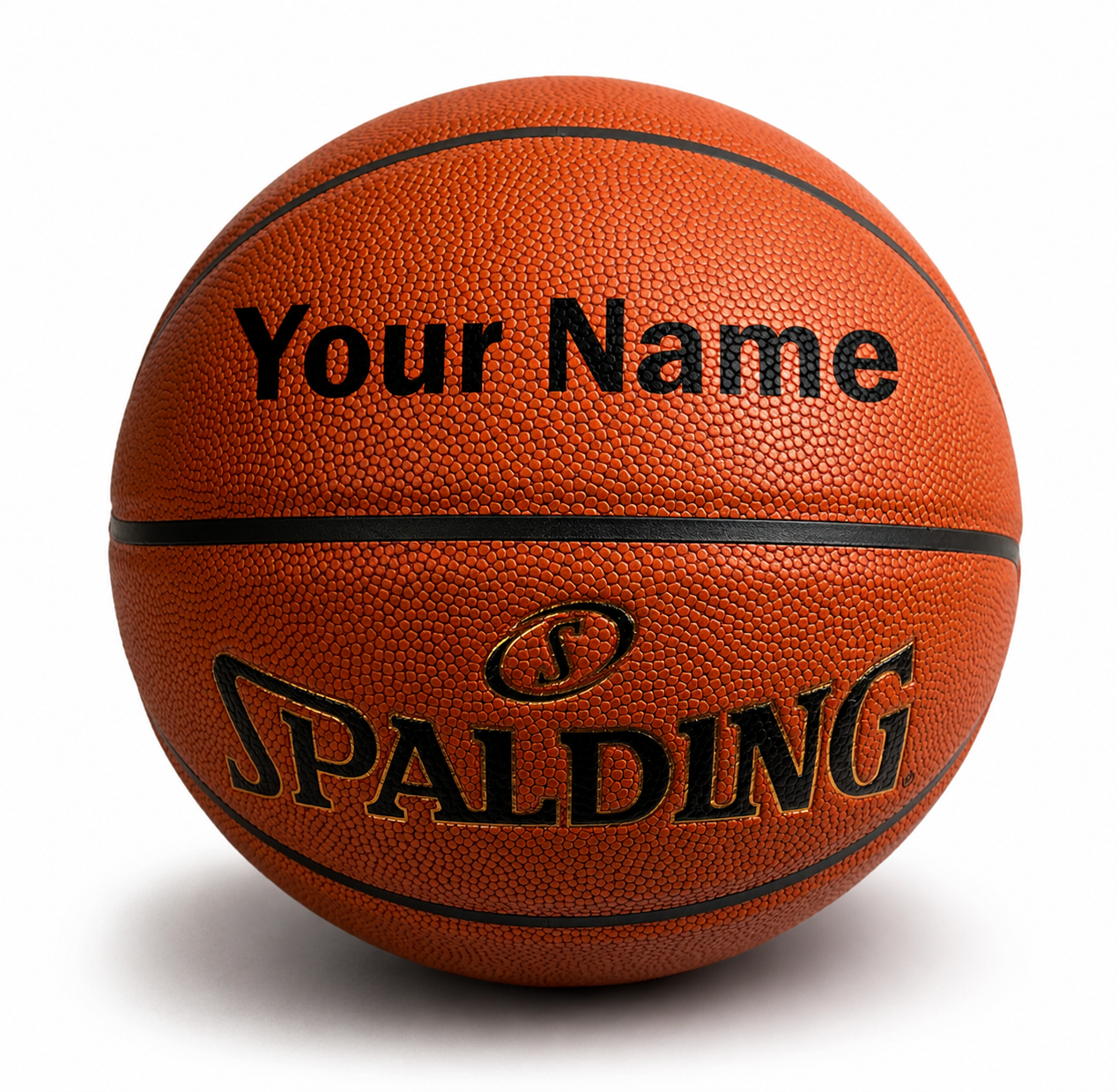 Customized Spalding TF500 Indoor Outdoor Game Ball with custom text on top panel.