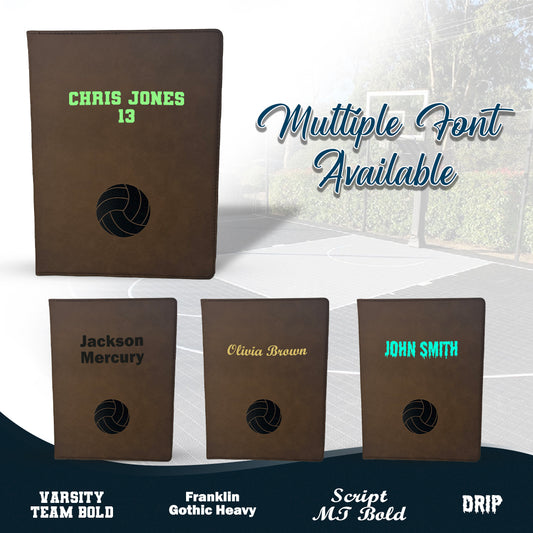 Customized Volleyball Padfolio Multiple Font Available