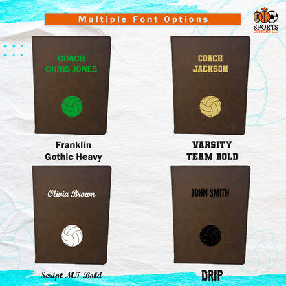 Customized Volleyball Padfolio, Volleyball Multiple Font Options