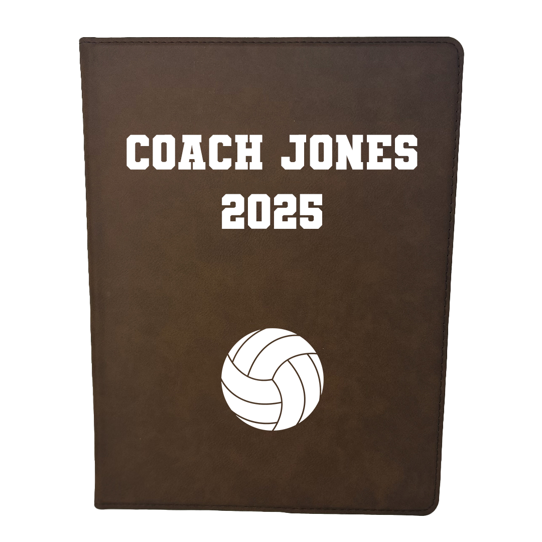 Customized Volleyball Padfolio, Personalized Volleyball Leather Notepad 
