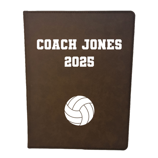 Customized Volleyball Padfolio, Personalized Volleyball Leather Notepad 