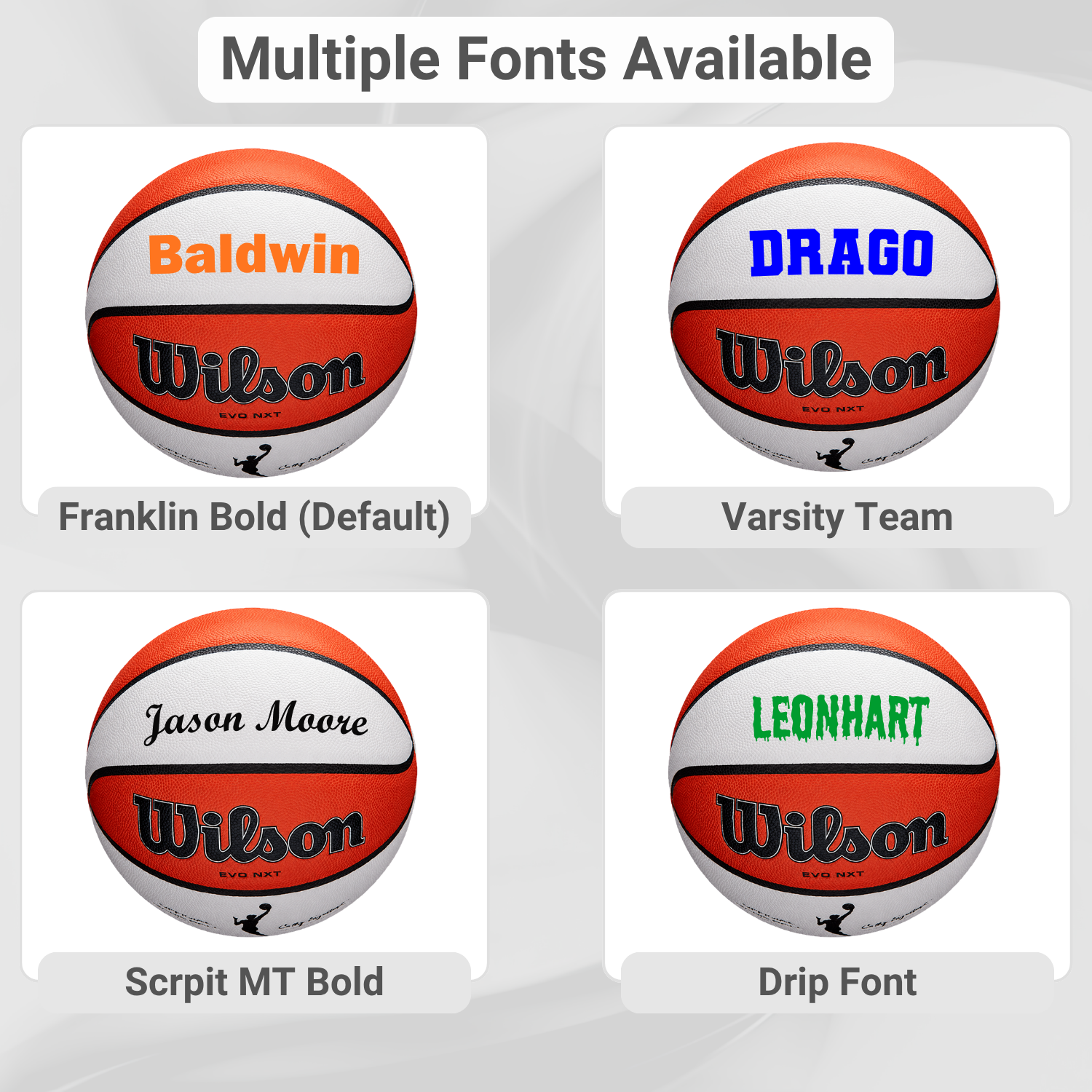 Customized WNBA Official Game Basketball multiple custom text fonts image.