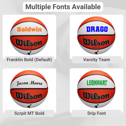 Customized WNBA Official Game Basketball multiple custom text fonts image.