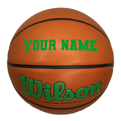 Customized Wilson Evolution Green Basketball with Green Text