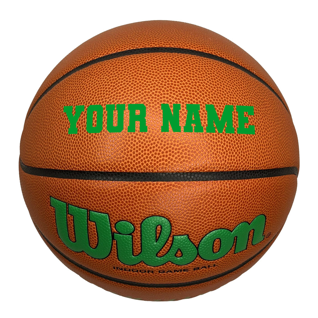 Customized Wilson Evolution Green Basketball with Green Text