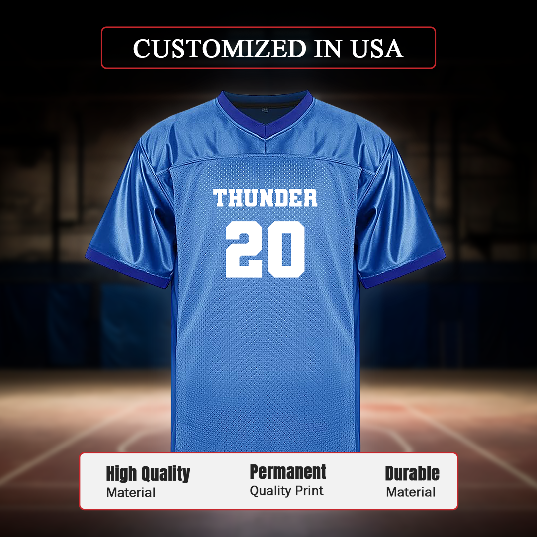 Customized Football Blue Jersey Customized in USA