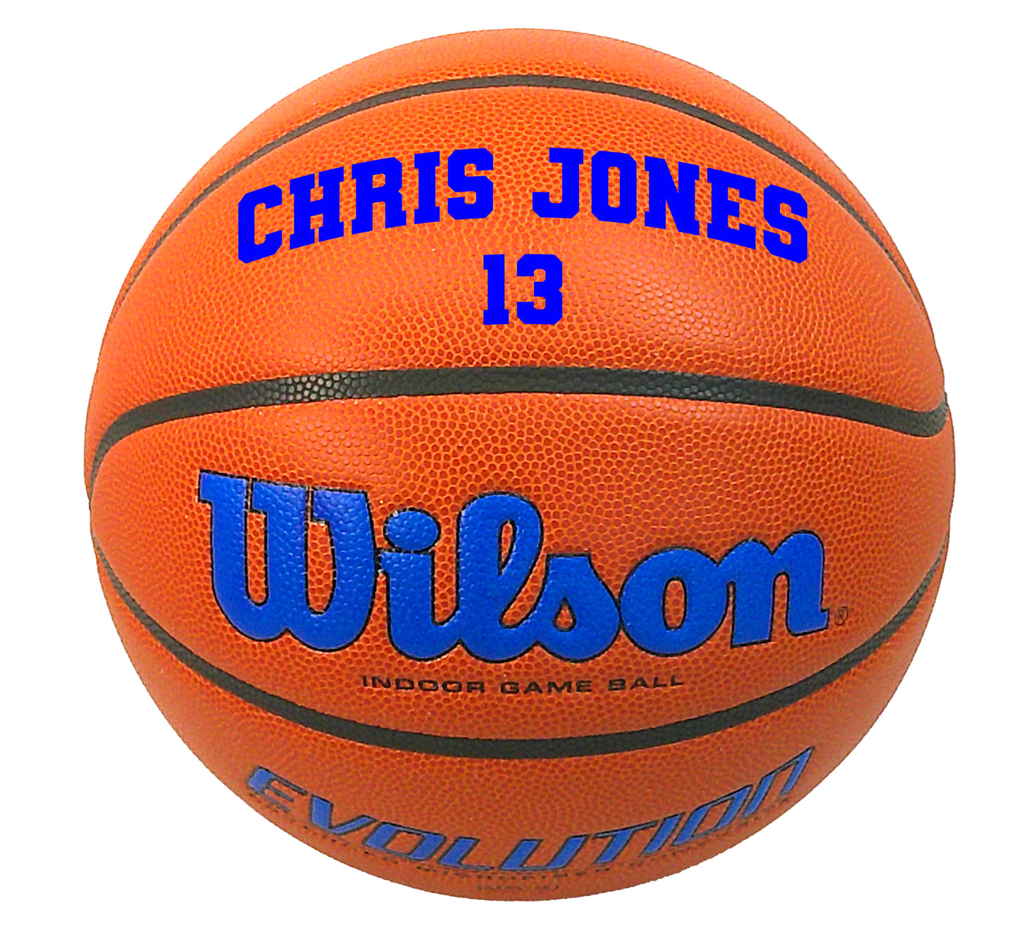 Wilson Blue Evolution with two lines custom text.