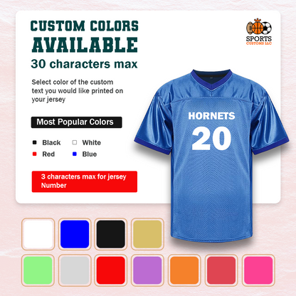 Customized Football Blue Jersey Multiple Colors Available