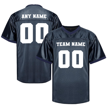 Customized Football Navy Blue Jersey Front and Back
