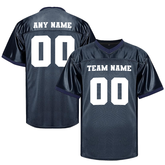 Customized Football Navy Blue Jersey Front and Back