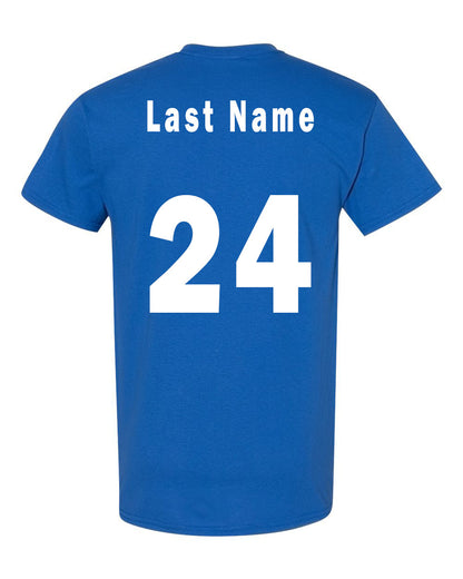 Customized Last Name and Number Royal Blue T Shirt