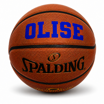 Customized Spalding Neverflat Basketball with Custom Text in Royal Blue Color