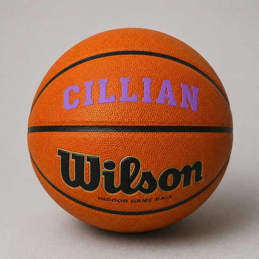 Customized Wilson NCAA EVO NXT Basketball with Custom Text in Purple Color