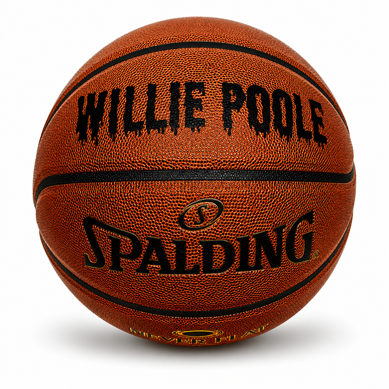 Customized Spalding Neverflat Basketball with Custom Text in Black Color