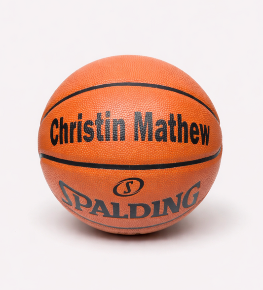 Customized Spalding TF250 Basketball with Personalized Text in Black Color