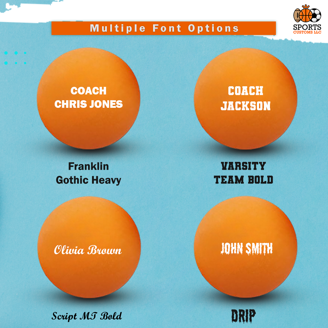 Customized Orange Ping Pong Balls Personalized with Multiple Font Options
