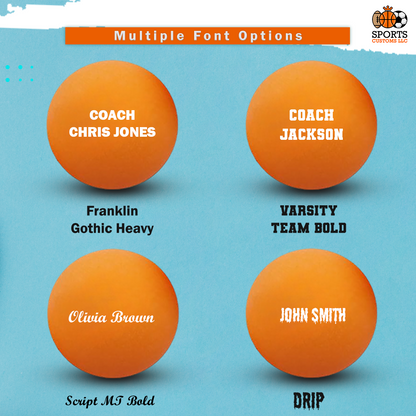 Customized Orange Ping Pong Balls Personalized with Multiple Font Options