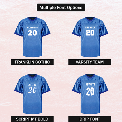 Customized Football Blue Jersey Multiple Font Options